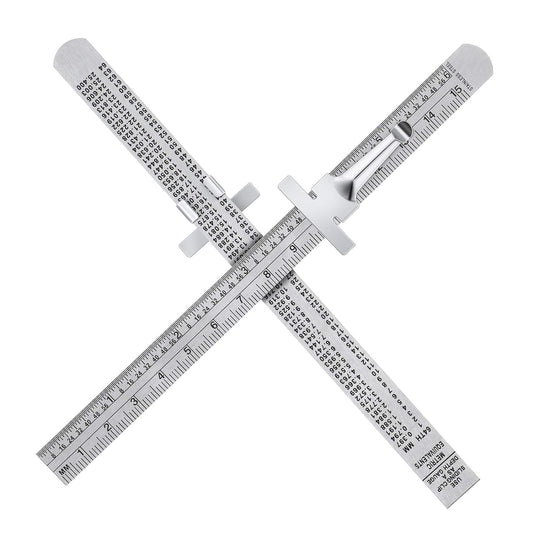 6 Inch 15 cm Pocket Ruler Flexible Precision Stainless Steel Ruler with Detachable Clips Stainless Steel Pocket Clip Scale Gauge Metric British System(2 Pieces)