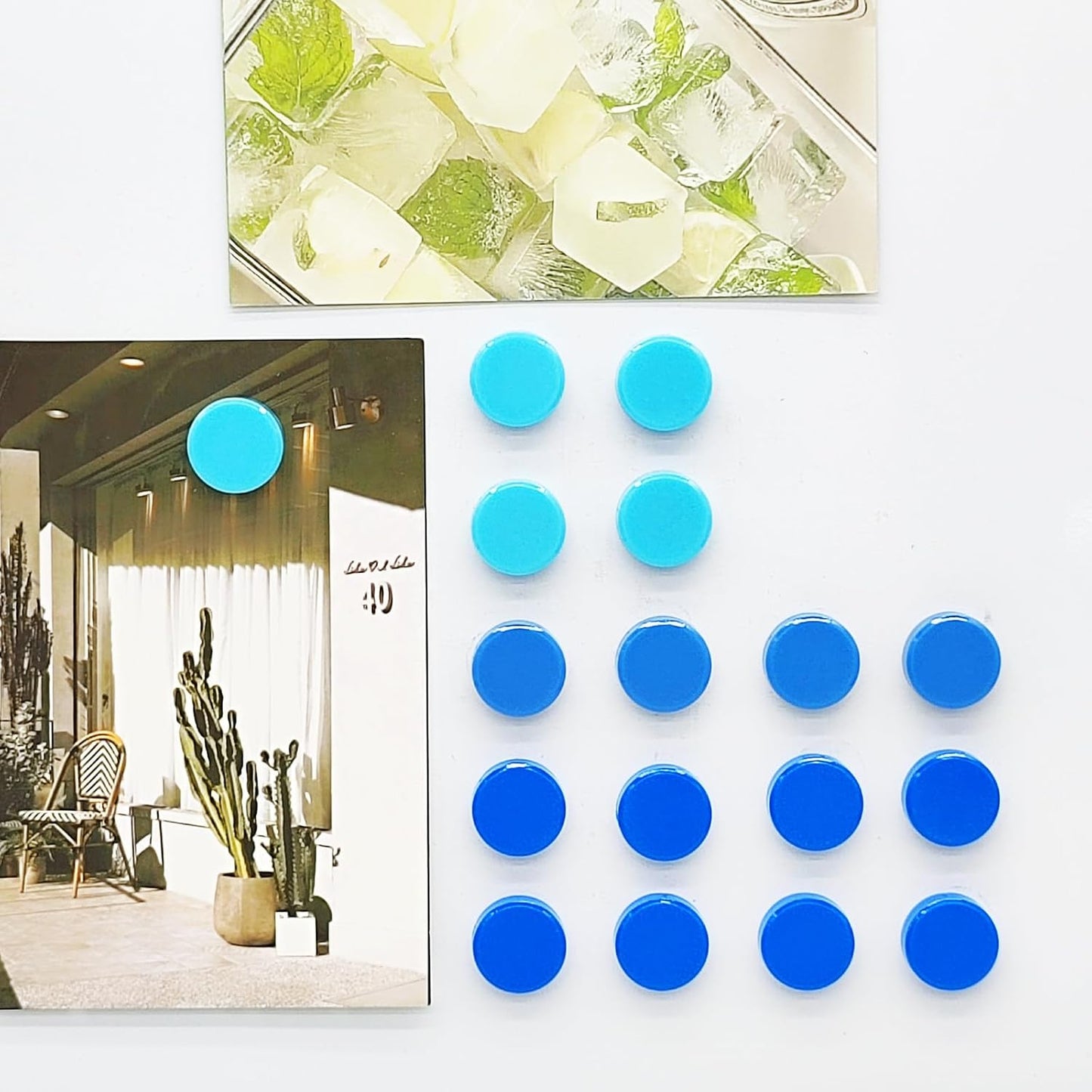 ZDZBLX Fridge Magnets 30 PCS, Strong Refrigerator Magnets for Whiteboard, Heavy Duty Small Round Magnets, Mini Decorative Cute Magnet for Fridge, Locker, Map, Kitchen, School, Office, Classroom (Blue)