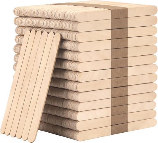 WISYOK 1000 Pcs Wooden Popsicle Sticks for Crafts, 4.5 Inch Wide Lollipop Sticks for Creative Designs or Kids Education, Home Art Projects