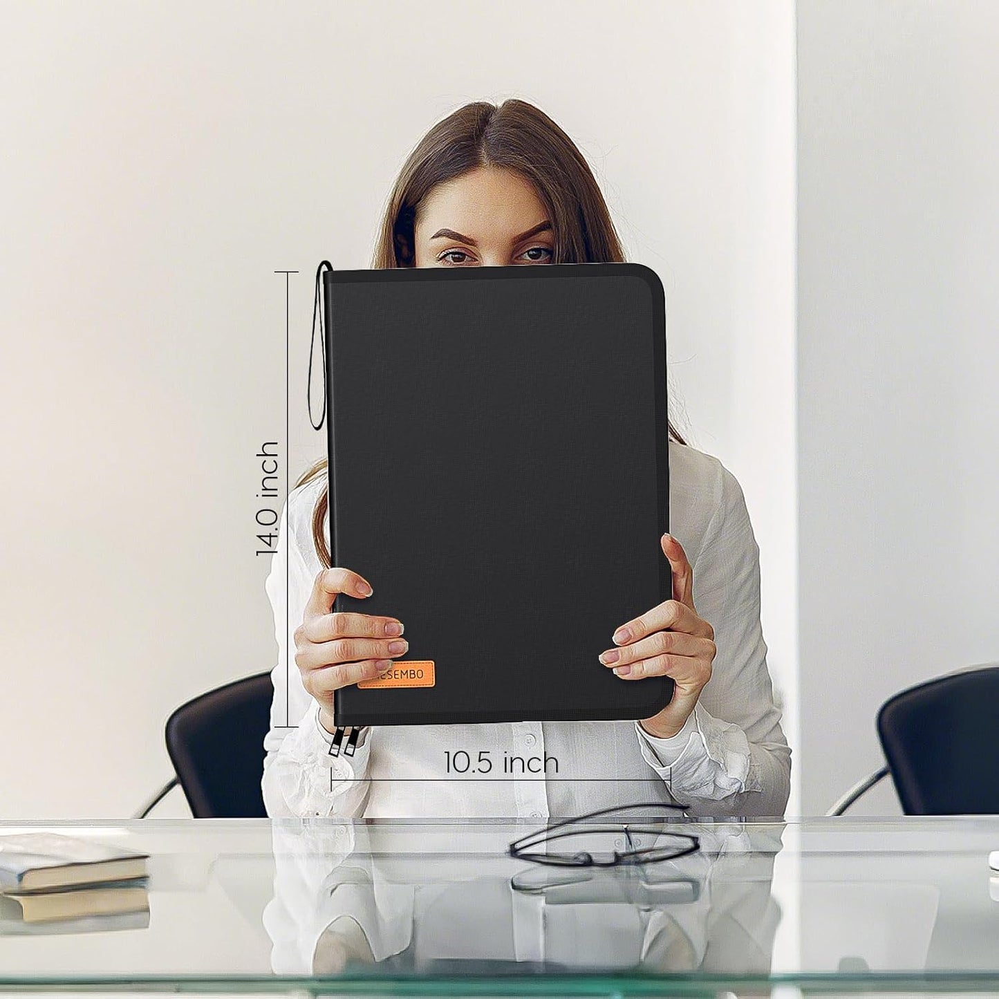 Important Document Organizer Zipper Binder,Fireproof Document Bag for Birth Certificate Protector, Waterproof Bill Organizer in Case I Go Missing Binder for Home Safe, 4 Ring Receipt Holder (Black)