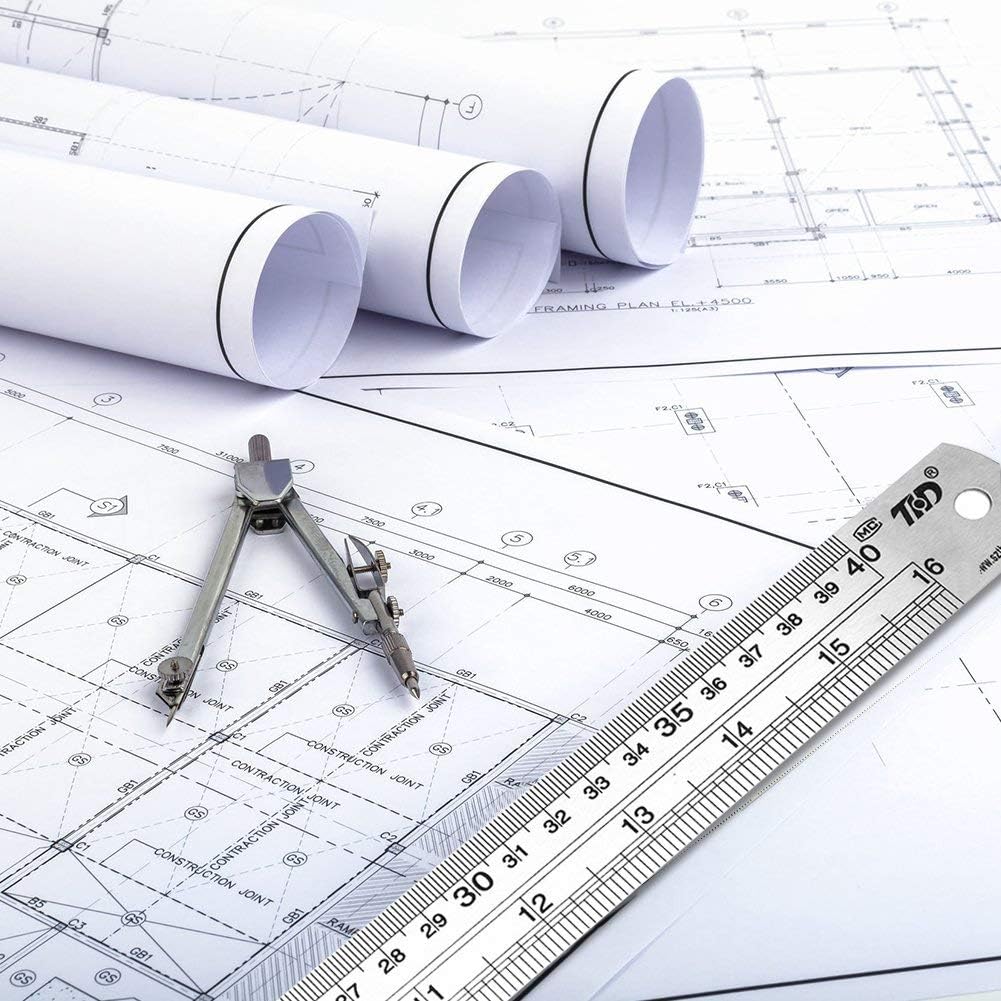 ZZTX Metal Straight Edge Ruler Set,Stainless Steel Ruler,12 Inch, Bulk 1 Pack