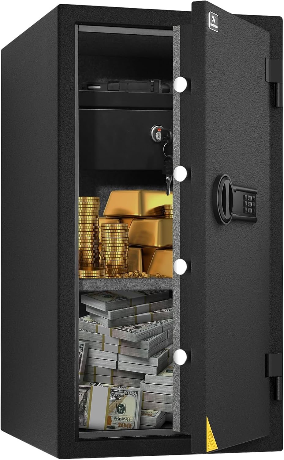 TIGERKING Fireproof Safe Box, 3.47 Cubic Feet Home Safe Box with Drawer, Large Steel Digital Safes for Home and Office