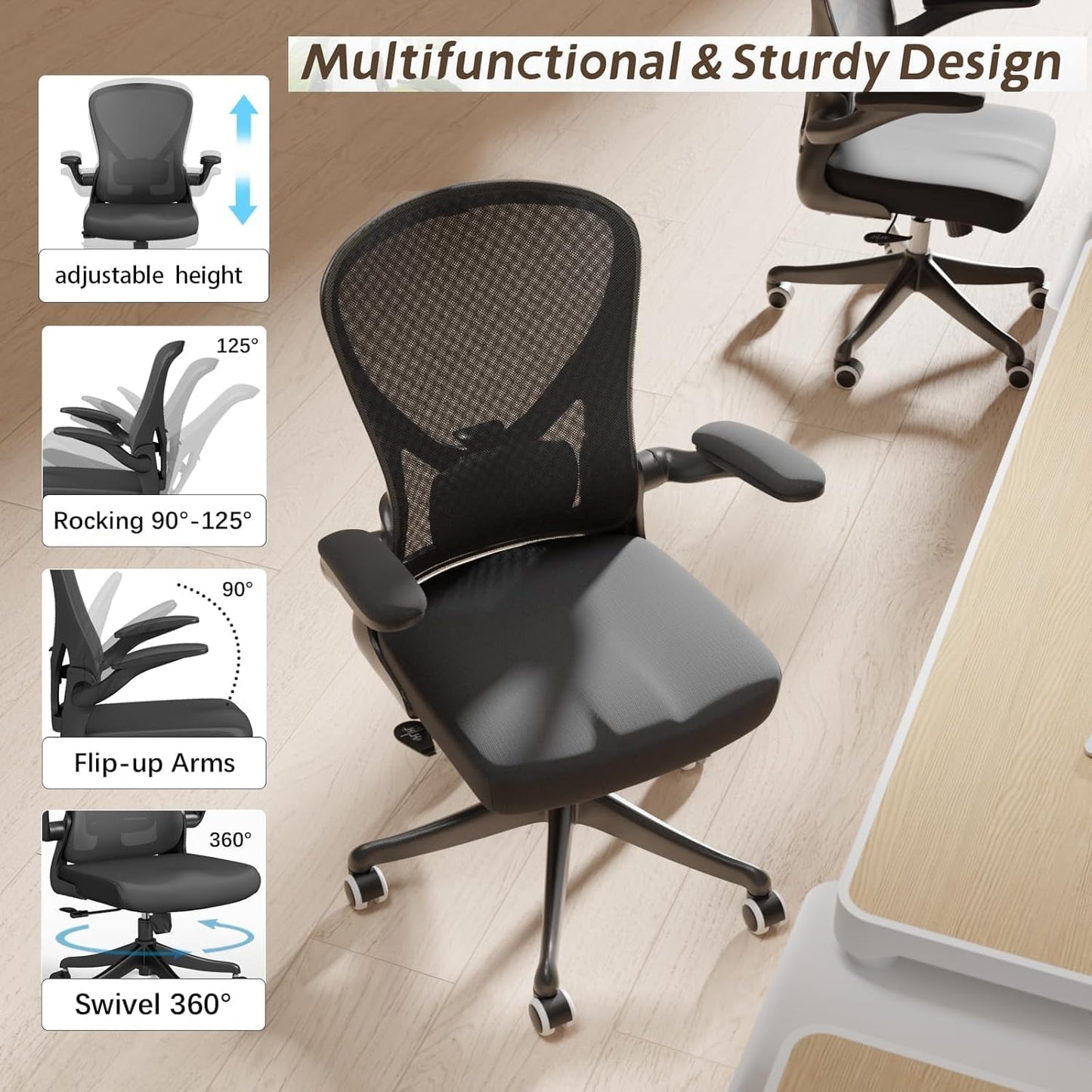 Desk Office Chairs Computer Mesh Chair Executive Chair with Lumbar for Home & Office (03BLACK)