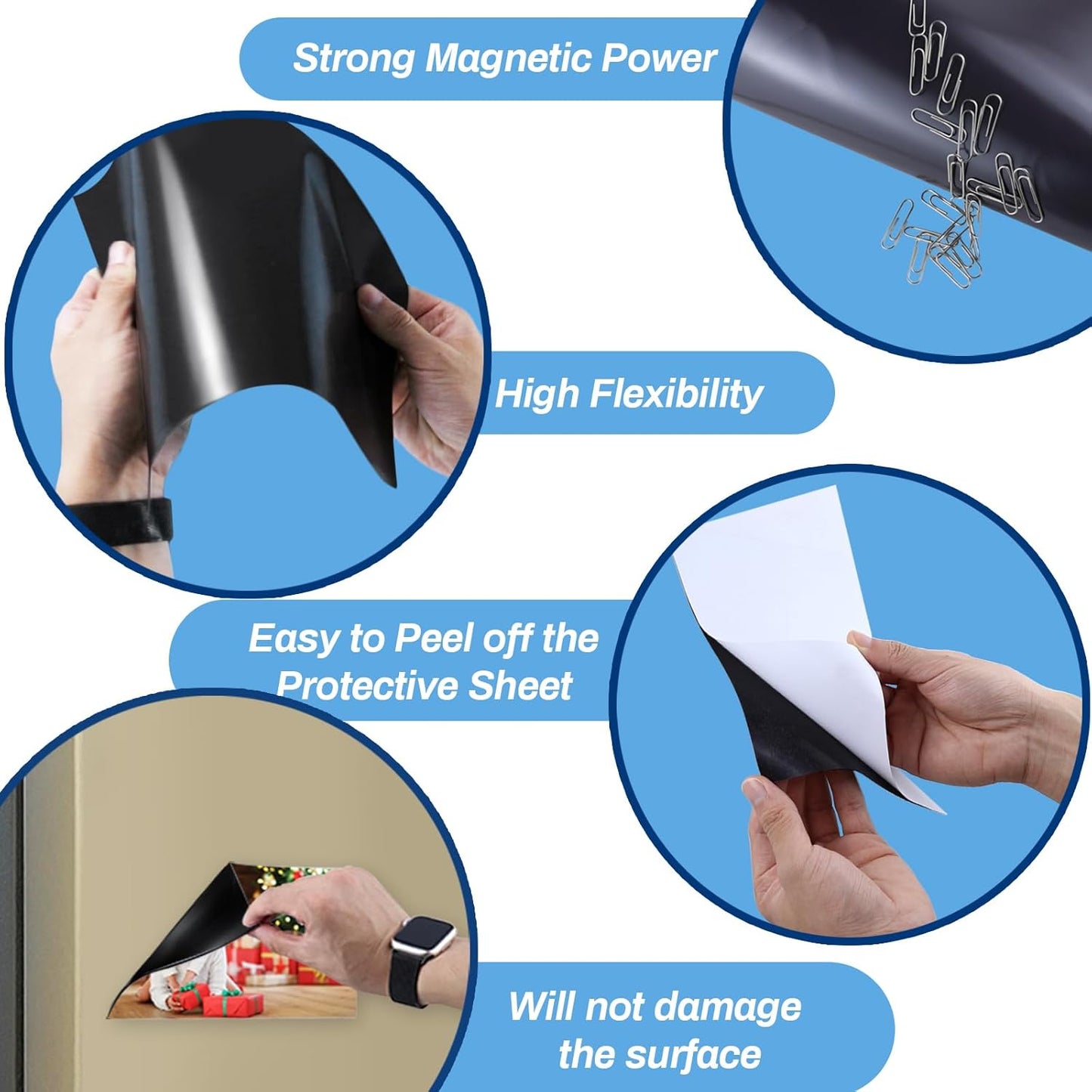 Magnetic Sheets with Adhesive Backing,8.5" x 11"(Pack of 8),30 mil Thick Cuttable Flexible Magnet Sheets for DIY Crafts,Photos and Stickers,Magnetic Paper Sheets with Strong Self Adhesive