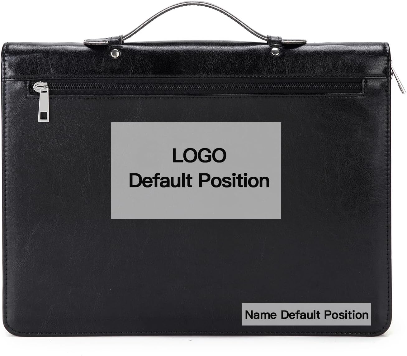 Personalized Vegan Leather Portfolio with Hidden Handle, Zippered Front Pocket, 8.5 x 11 Notebook Holder, Custom Business Legal Padfolio Travel Folio for Men Women, Black