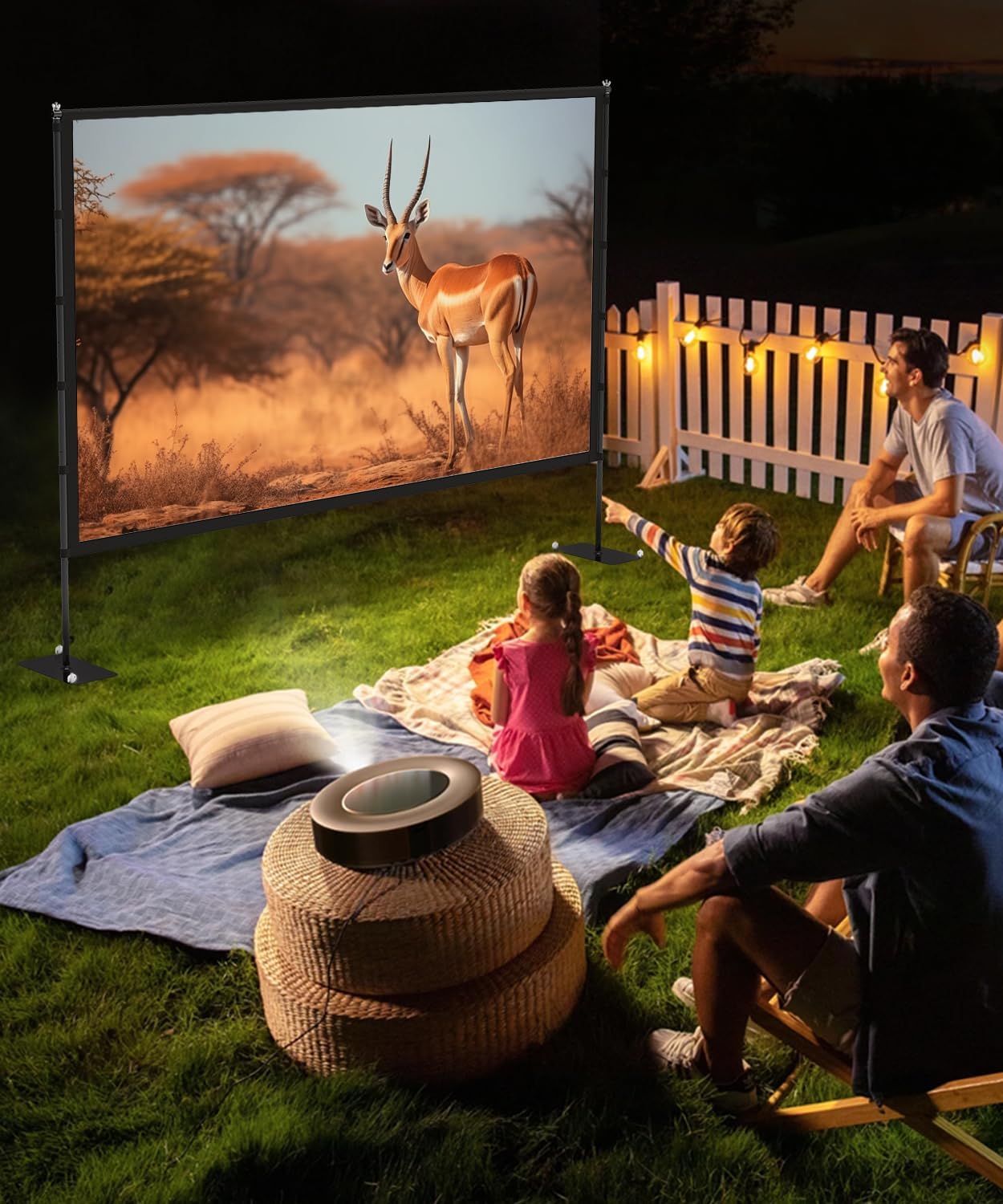 Projector Screen with Stand - 100 Inch Outdoor Projector Screen Portable Projector Screens 16:9 4K HD Outdoor Movie Screen with Carry Bag Can Enioy Home Theater Projection Screen