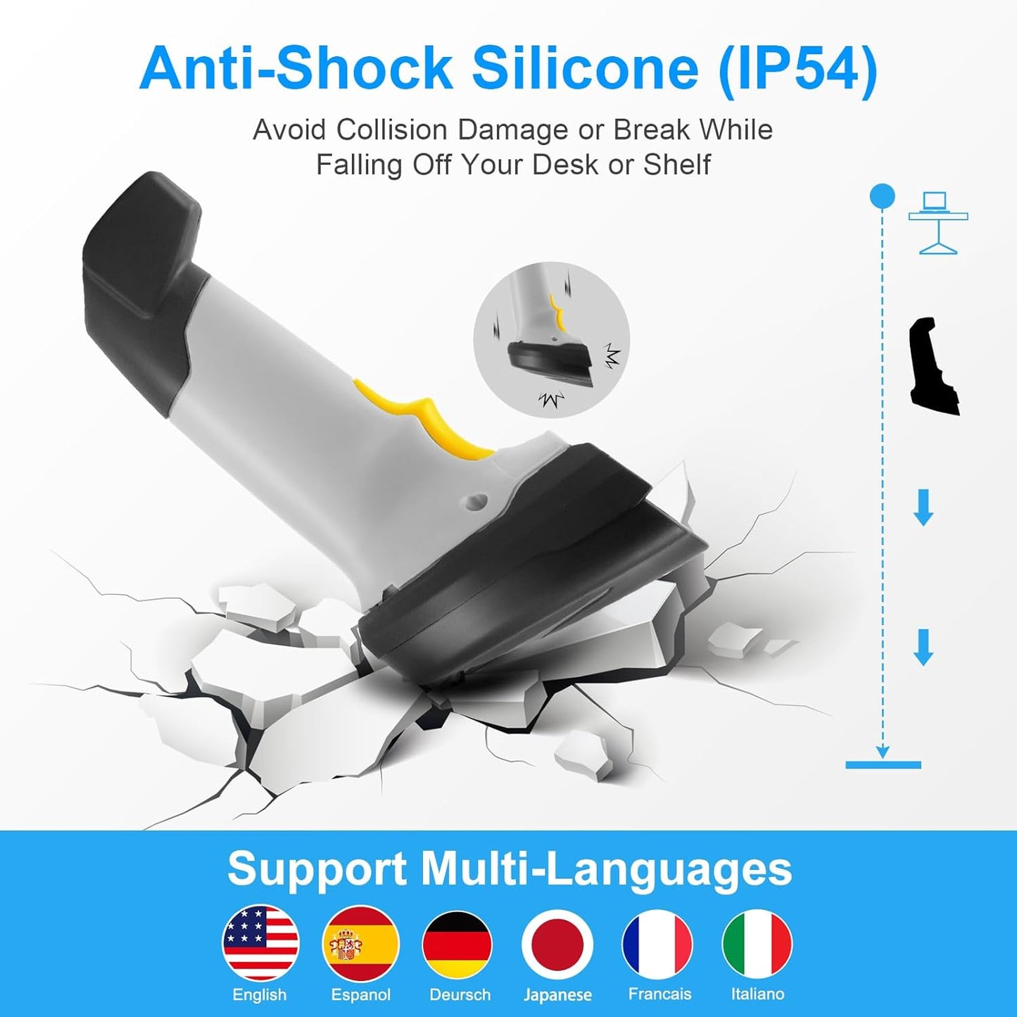 Barcode Scanner Wireless, Onewscan 1D Barcode Reader with Stand, 2.4G Wireless & USB Wired Connection Plug and Play Handheld Bar Code Scanners
