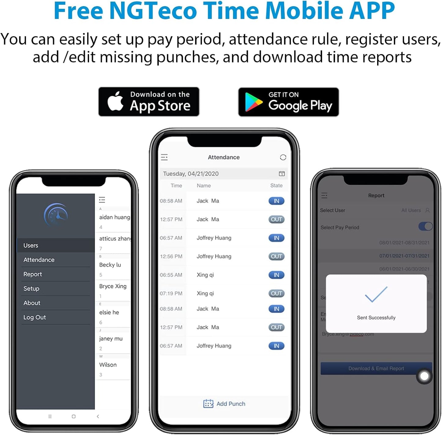 NGTeco Time Clocks for Employees Small Business, W3 2.4GHz WiFi Biometric Fingerprint Time Card Machine, Office Punch Clock Automatic in and Out with iOS/Android App No Monthly Fees