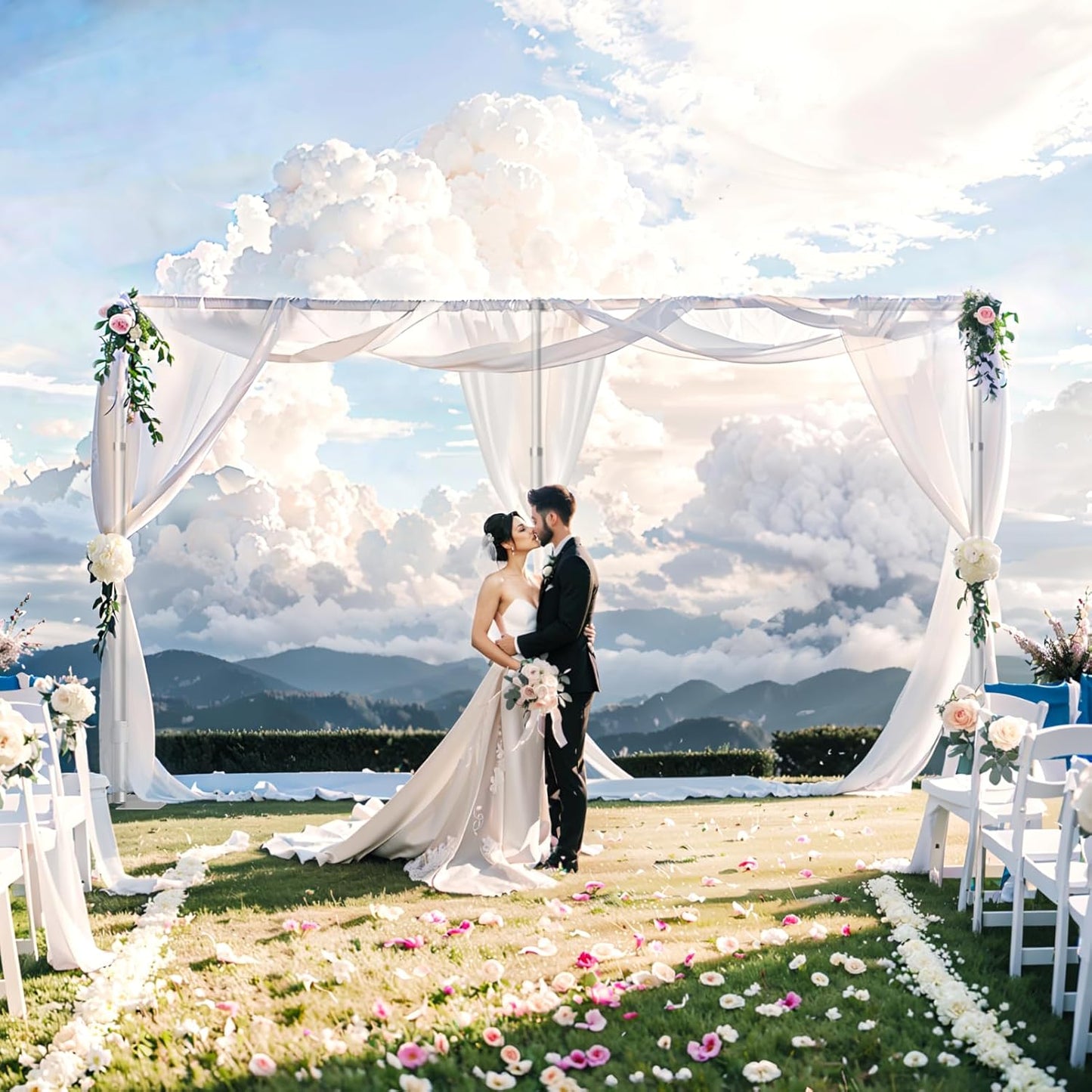 EMART Backdrop Stand Heavy Duty 12ftx20ft, Adjustable Pipe and Drape Photo Background Support Kit, Metal Frame with Flat Base for Wedding Birthday Party Banquet Decorations