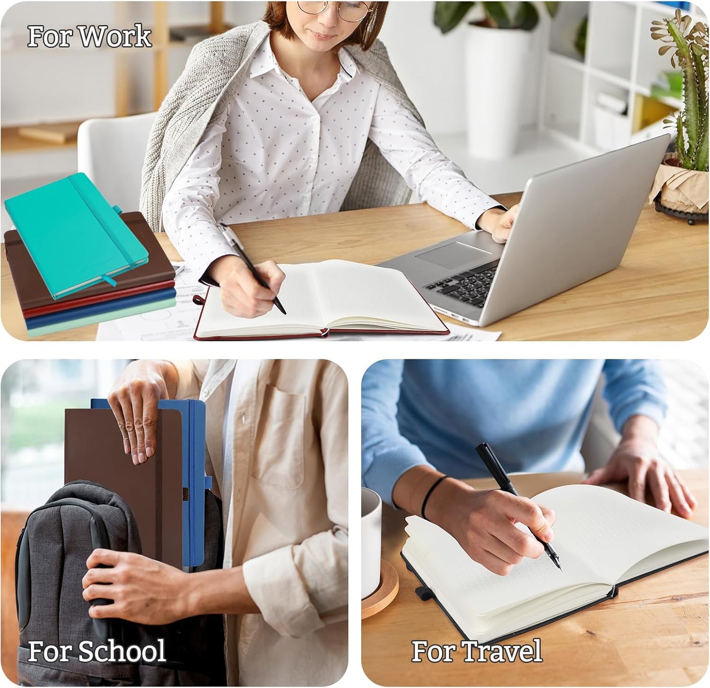 2Pack Bullet Dotted Hardcover Journal Notebook, A5 140 Pages 120Gsm Thick Paper for School,Note Taking,Work,Diary，5.7"*8.3",Blush