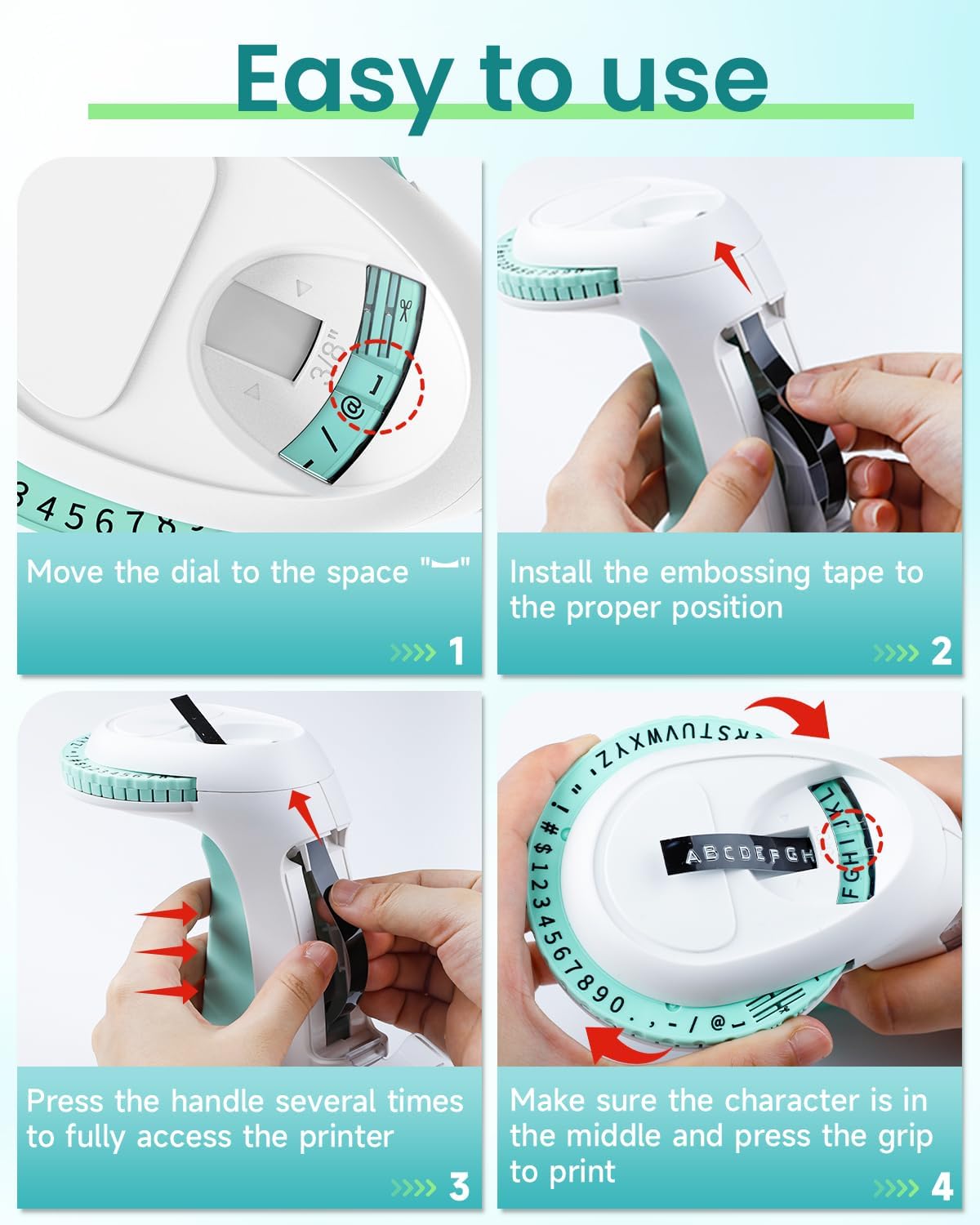 Label KINGDOM Embossing Labeler, Omega S Green Old School Embossed Label Maker with 10pk Embossing Label Tape, Portable Handheld Vintage Label Printer for Home Use
