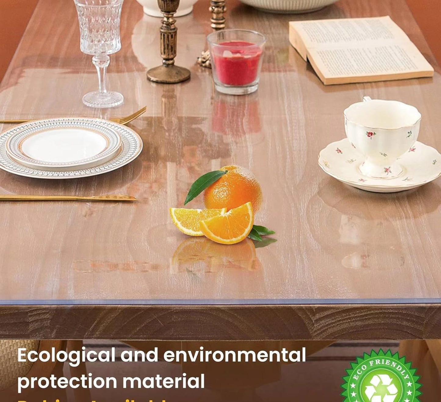 Clear Table Cover Protector 32 x 92 Inch, 2mm Thick Table Protector for Dining Room Table, Clear Plastic Table Cover, Table Pad Mat for Kitchen, Writing Desk Pad for Desktop