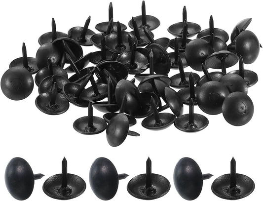 uxcell 50 Pcs Upholstery Tacks, 9 x 9mm Round Head Upholstery Nails Pins Vintage Decorative Furniture Tacks for Chairs Sofas Beds DIY Project, Black