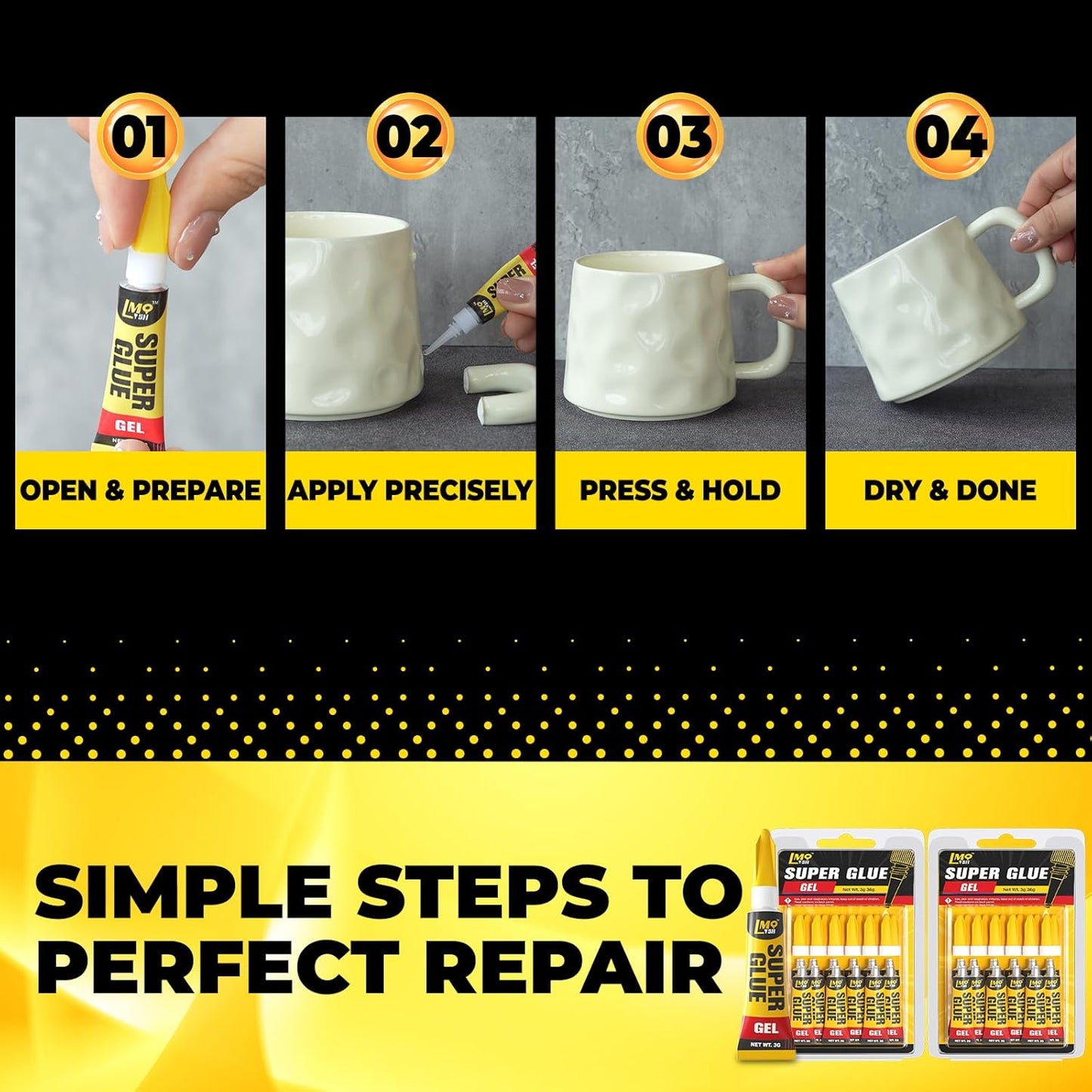 Super Glue Gel Clear, 24×3g All Purpose Strong Bond Single Use Heavy Duty CA Glue, Instant Cyanoacrylate Adhesive Multipack for Plastic Ceramic Glass Jewelry Metal Fletching Wood Porcelain Aquarium