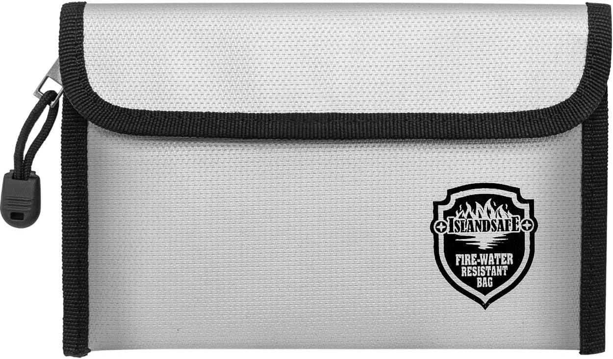 Fireproof Document Bag (5x8 inch), Waterproof Money Bag Pocket with Zipper Closure, Storage Pouch for Valuables, A4 A5 Document File, Cash, Credit Card, Passport (Grey)