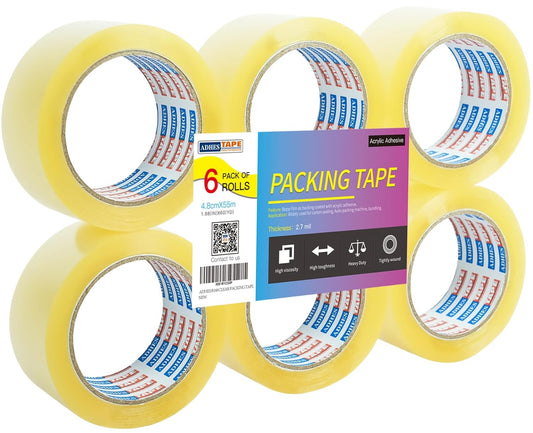 ADHES Packing Tape Shipping Tape Packaging Tape for Moving Boxes, 60yard Per Roll 1.88inch Width 2.7Mil Thickness