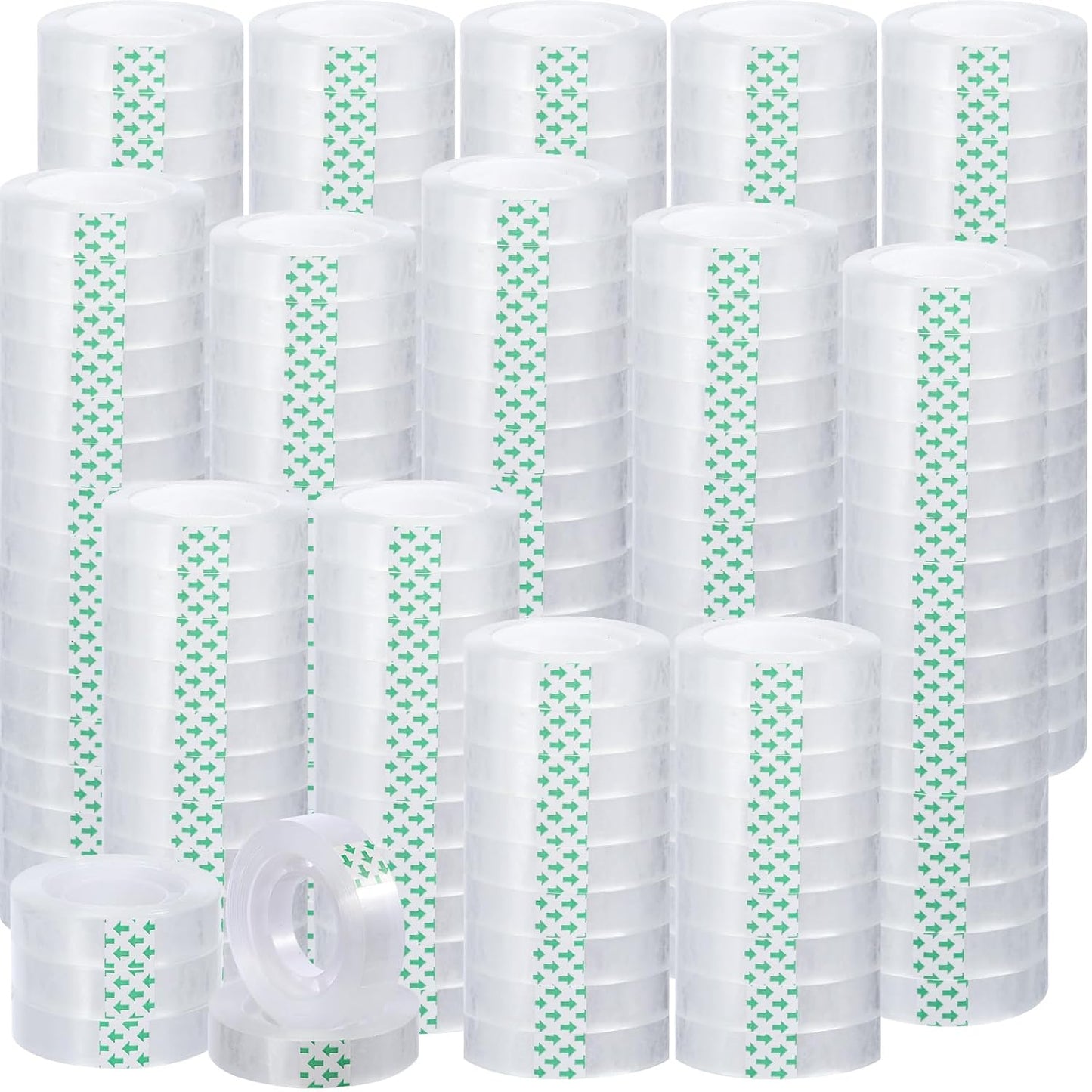 Jetec 200 Rolls Clear Tape Bulk Transparent Invisible Tape Refills 1/2 x 1260 Inches Glossy for Gift Wrapping Dispenser Office School Home Use Gift Wrap Desk Supplies