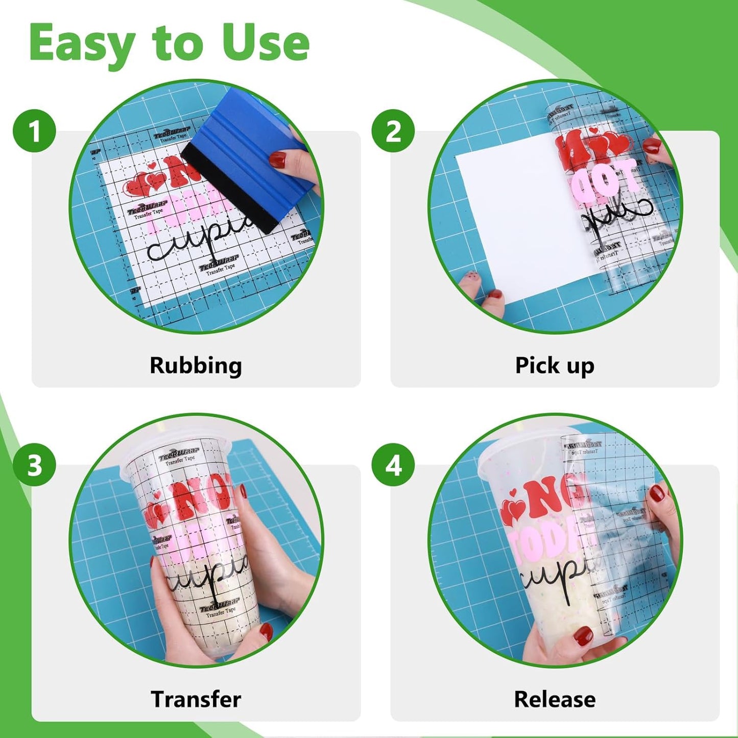 TECKWRAP Transfer Tape for Vinyl Vinyl Transfer Tape - 12" x 52FT Adhesive Transfer Tape for Permament Viyln Decals and Stickers,Windows,Signs,Clear Alignment Grid