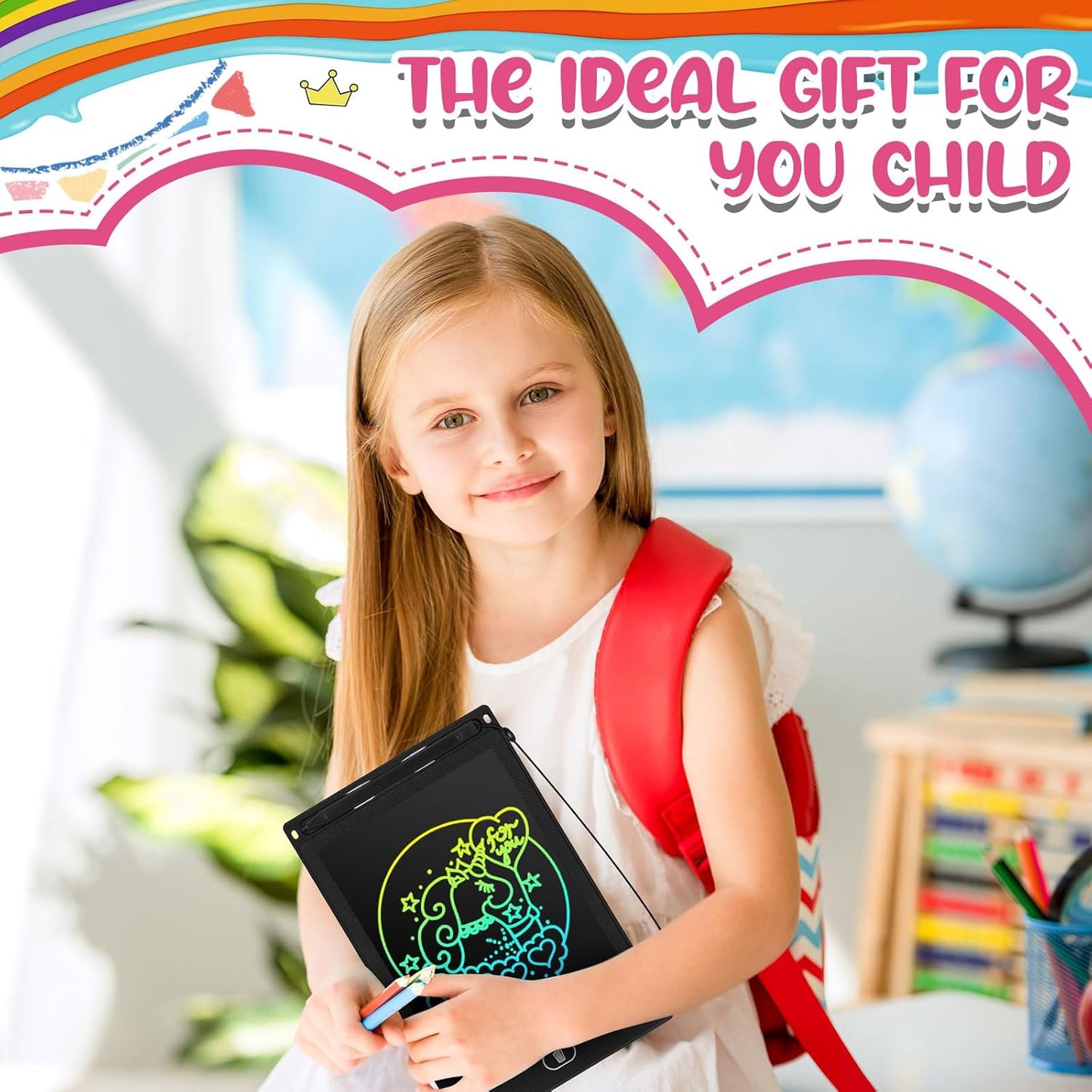 Zhehao 24 Pieces LCD Writing Tablet Doodle Board 8.5 Inch Colorful Reusable Screen Board Pad Reusable Drawing Writing Learning Educational Pad Toys for Girls Boys 8-10 3-10(Simple Round Style)