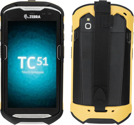Protective Cover Bumper Case Rugged Boot with Hand Strap for Zebra TC51 TC510K TC52 TC56 TC57 (Black+Yellow)