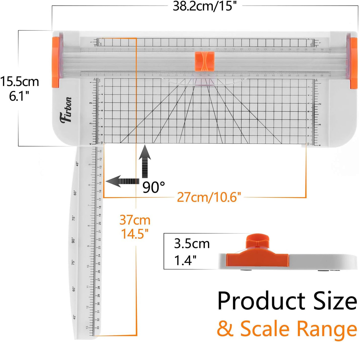 Firbon A4 Paper Cutter 12 Inch Titanium Paper Trimmer Scrapbooking Tool with Side Ruler for Craft Paper, Coupon, Label, Cardstock (White)