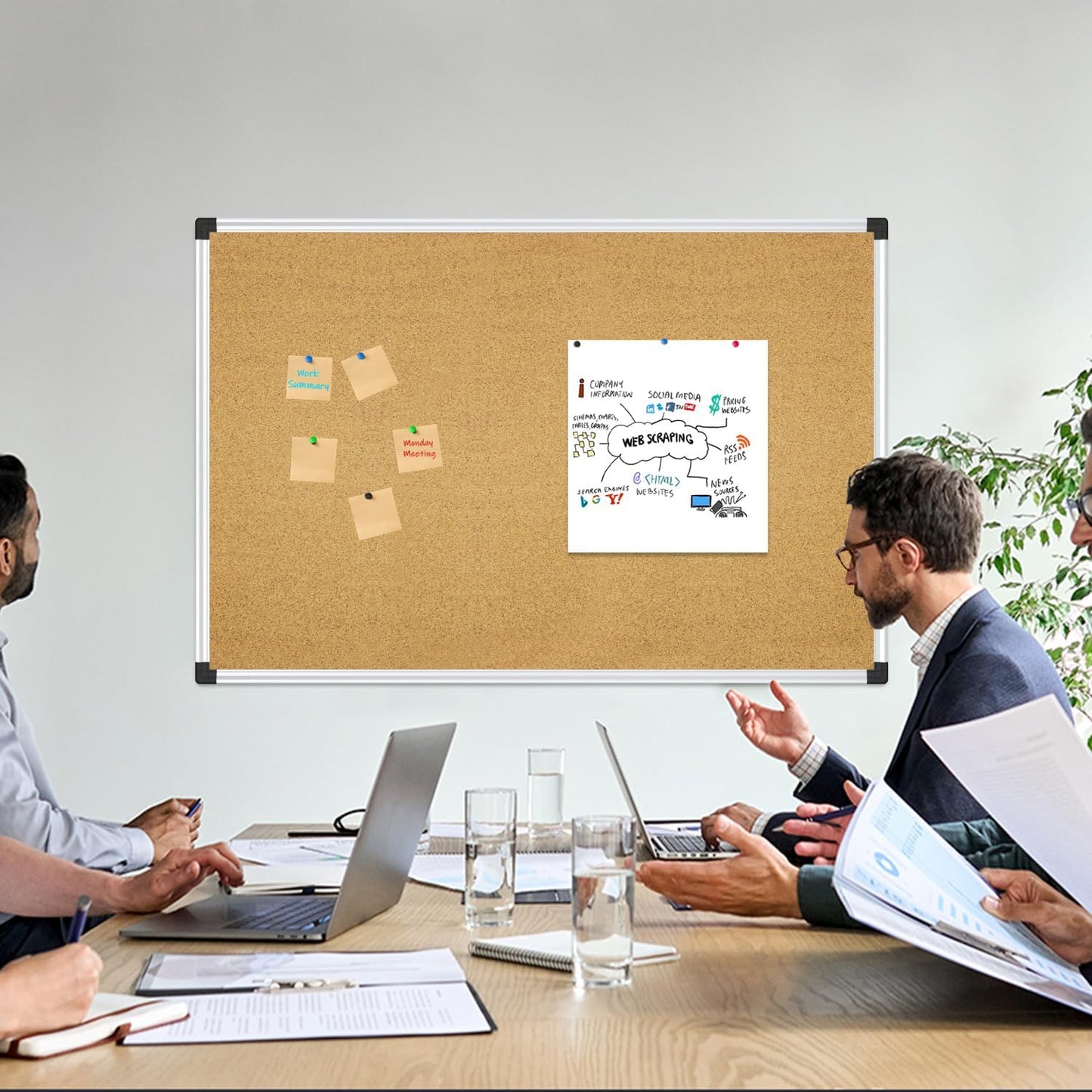 XBoard Cork Bulletin Board 48x36 inch with Aluminum Frame, Pinboard for Vision & Memo Displays (Pack of 2)