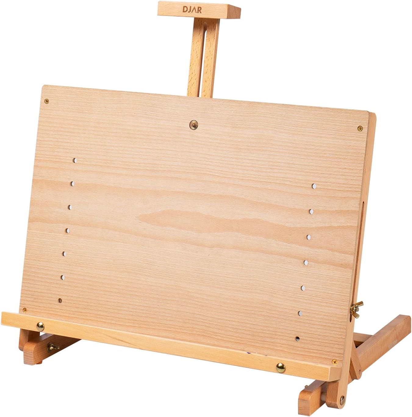 DJAR Adjustable Tabletop Easel for Artists & Beginners, Solid Beech Wood Desktop Sketching Drawing Painting Board Easel, Hold Canvas up to 23", Natural