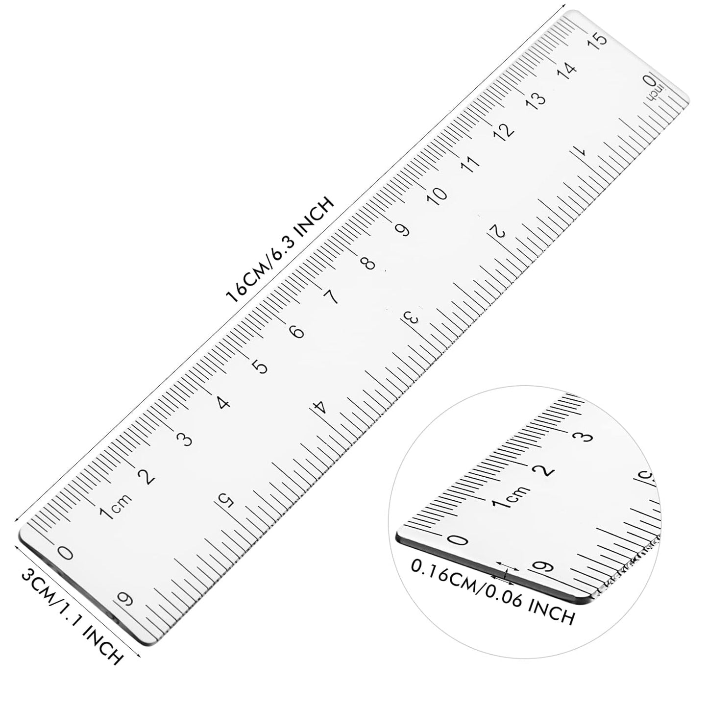 Zonon 200 Pcs 6 Inch Rulers Bulk Clear Plastic Flexible Straight Rulers with Inches and Centimeters First Day of School Gift for Students Back to School Office Supplies