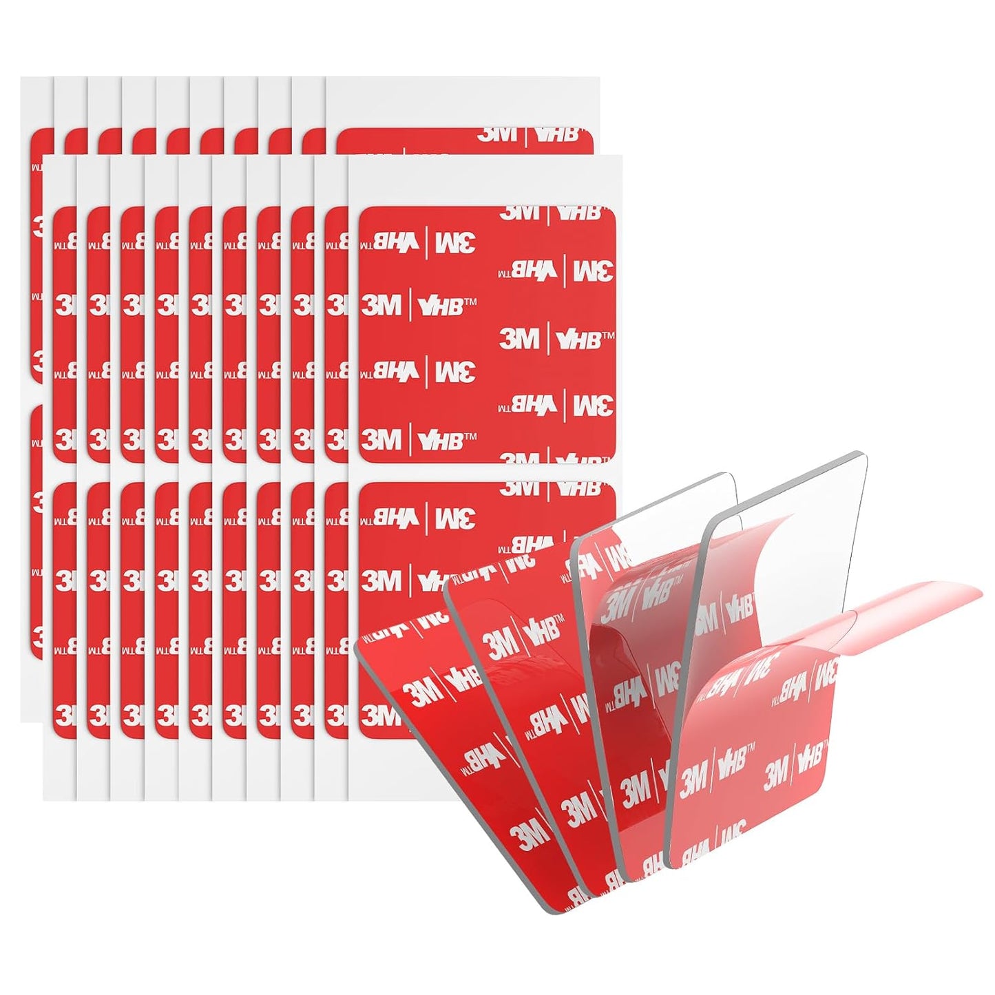 3M Double Sided Adhesive Pads Heavy Duty VHB 2" x 2" 0.02in Thick 40 PCS Clear 4905 Square Sticky Mounting Strong Adhesive Waterproof Foam Tape for Home Office Car Deco