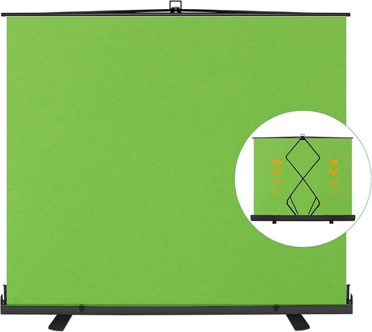 EMART 77x92in Collapsible Chromakey Panel Green Screen for Photo Backdrop Video Studio,Portable Pull Up,Solid Aluminium Base Wrinkle-Resistant Fabric,Auto-Locking Air Cushion Frame