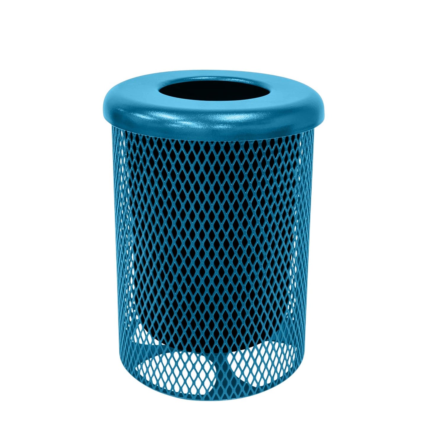 RFT-LBL Heavy Duty 32 Gallon Round Trash Receptacle, Liner Included, Light Blue with Flat Top, Made in America