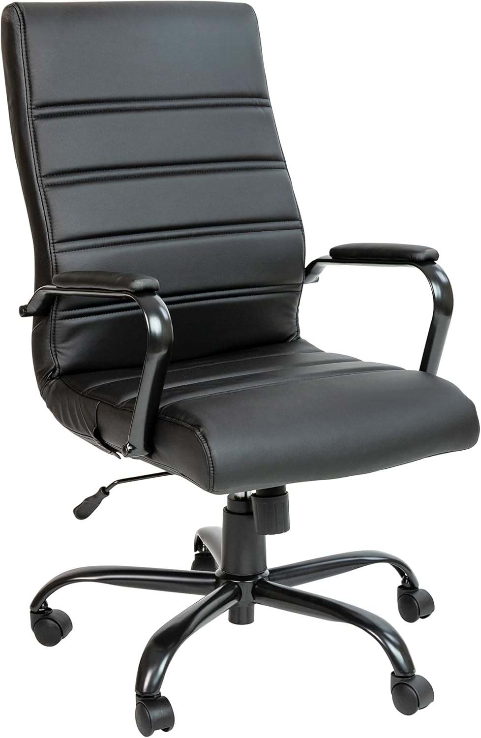 Flash Furniture Whitney High-Back Swivel LeatherSoft Desk Chair with Padded Seat and Armrests, Adjustable Height Padded Office Chair, Black