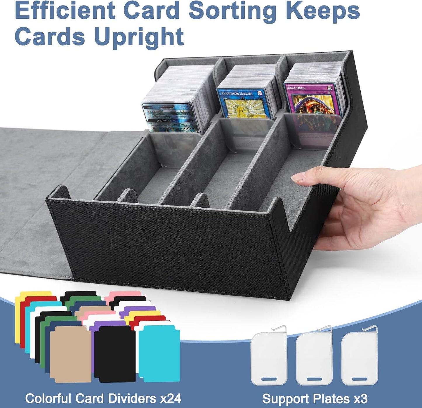 Card Deck Case for Trading Cards 1800+, MTG Card Storage Box, Leather Magnetic Closure Storage Box for Magic Commander, MTG, YuGiOh, PKM and Sports Cards