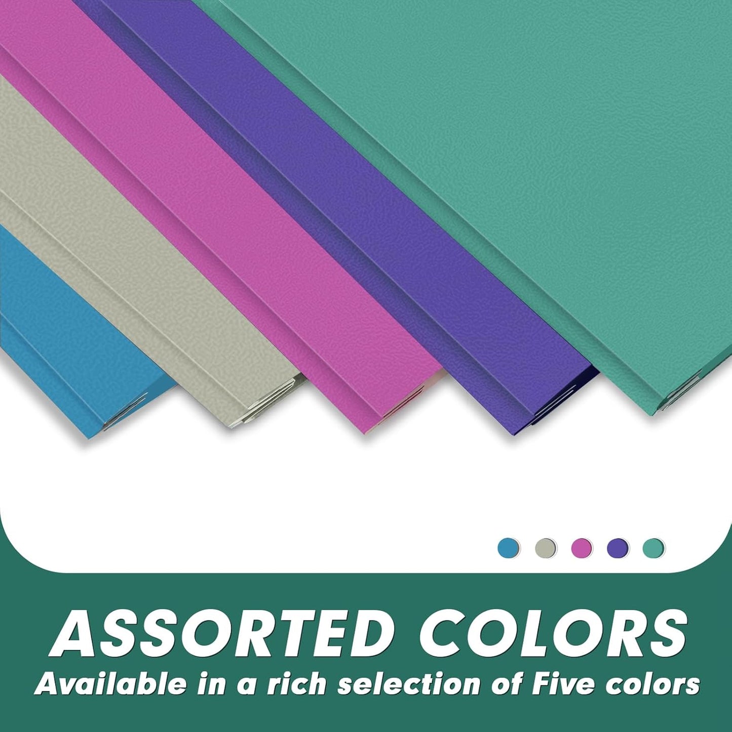 Two Pocket Folders, PANDRI 30 Pack Two Pocket Folders with Prongs, Designed for Office and Classroom, Assorted 5 Dark Colors 2 Pocket 3 Prong Folders