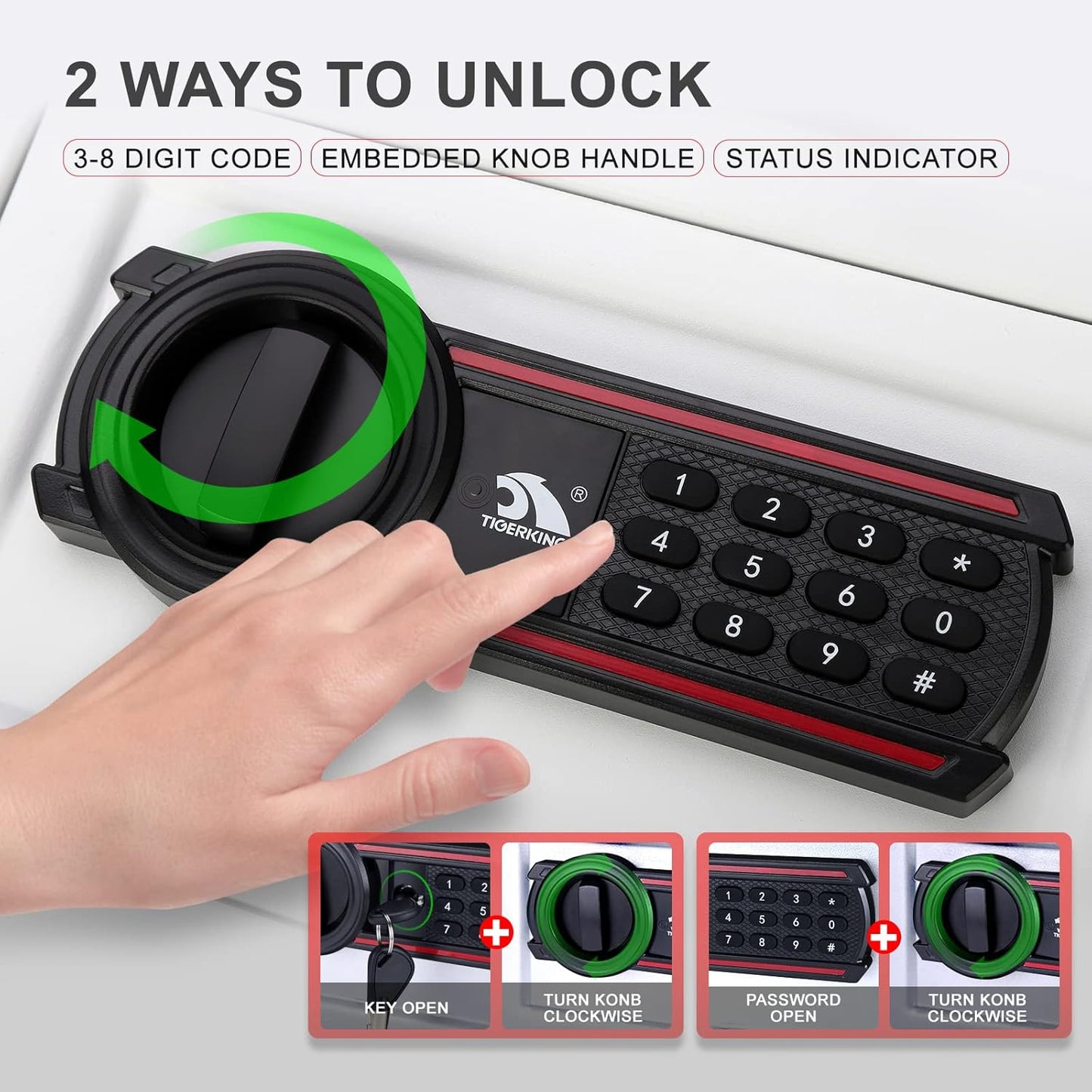 TIGERKING Digital Keypad Safe Box, 0.5 Cubic Feet Small Safe Money Safe Lock Box Cabinet Safes, Solid Alloy Steel Office Hotel Home Mini Safes for Cash Jewelry Documents(White)