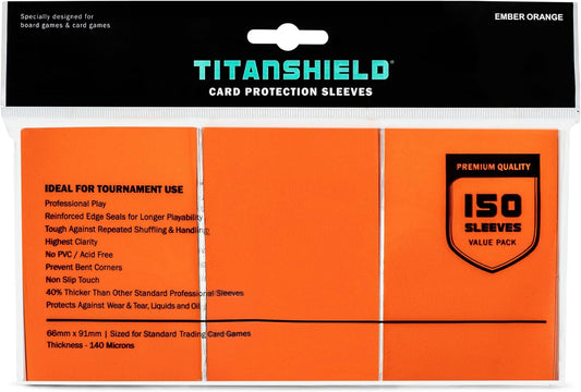 TitanShield (150 Sleeves/Ember Orange) Standard Size Board Game Trading Card Sleeves Deck Protector for MTG, Dropmix