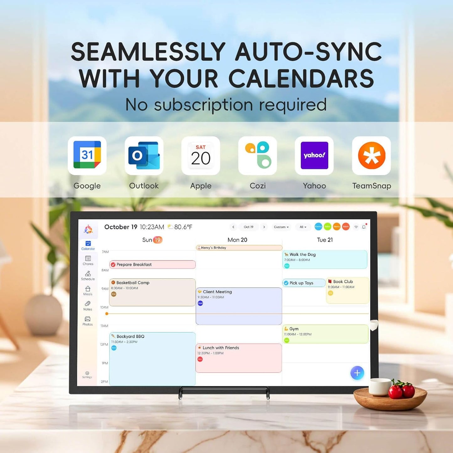 15.6" Digital Calendar Chore Chart, Ultra-HD Interactive Touchscreen, No Subscription Required, Electronic Smart Family Planner & Organizer, Wall Mount Included, Ensuring Seamless Scheduling