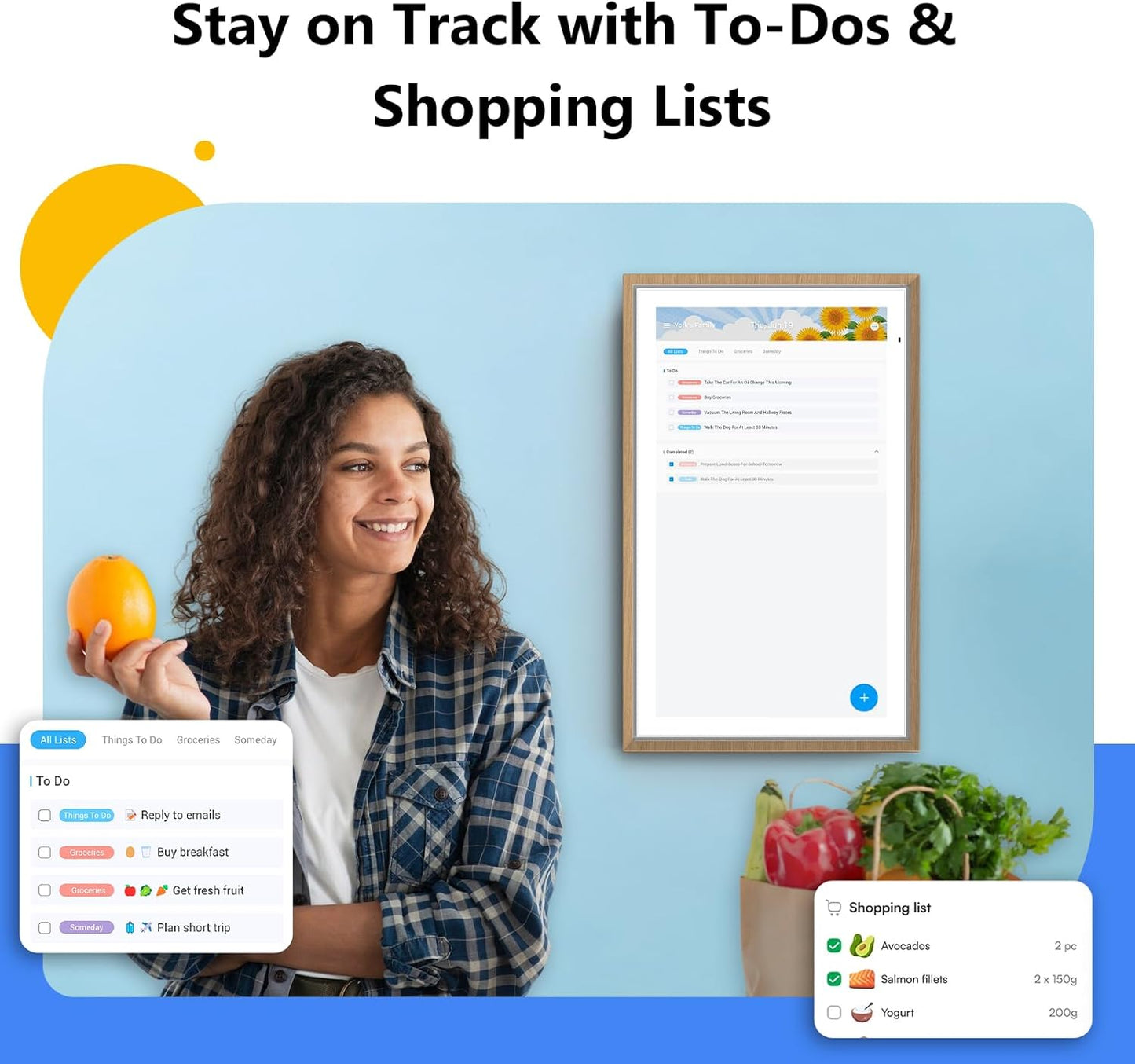 ApoloSign Digital Calendar: 15.6" Wall Planner Electronic Calendar, Smart Touchscreen Interactive Display for Chore Chart, Family Schedules, Supports All Apps via Google Play (Teak, 15.6-inch)