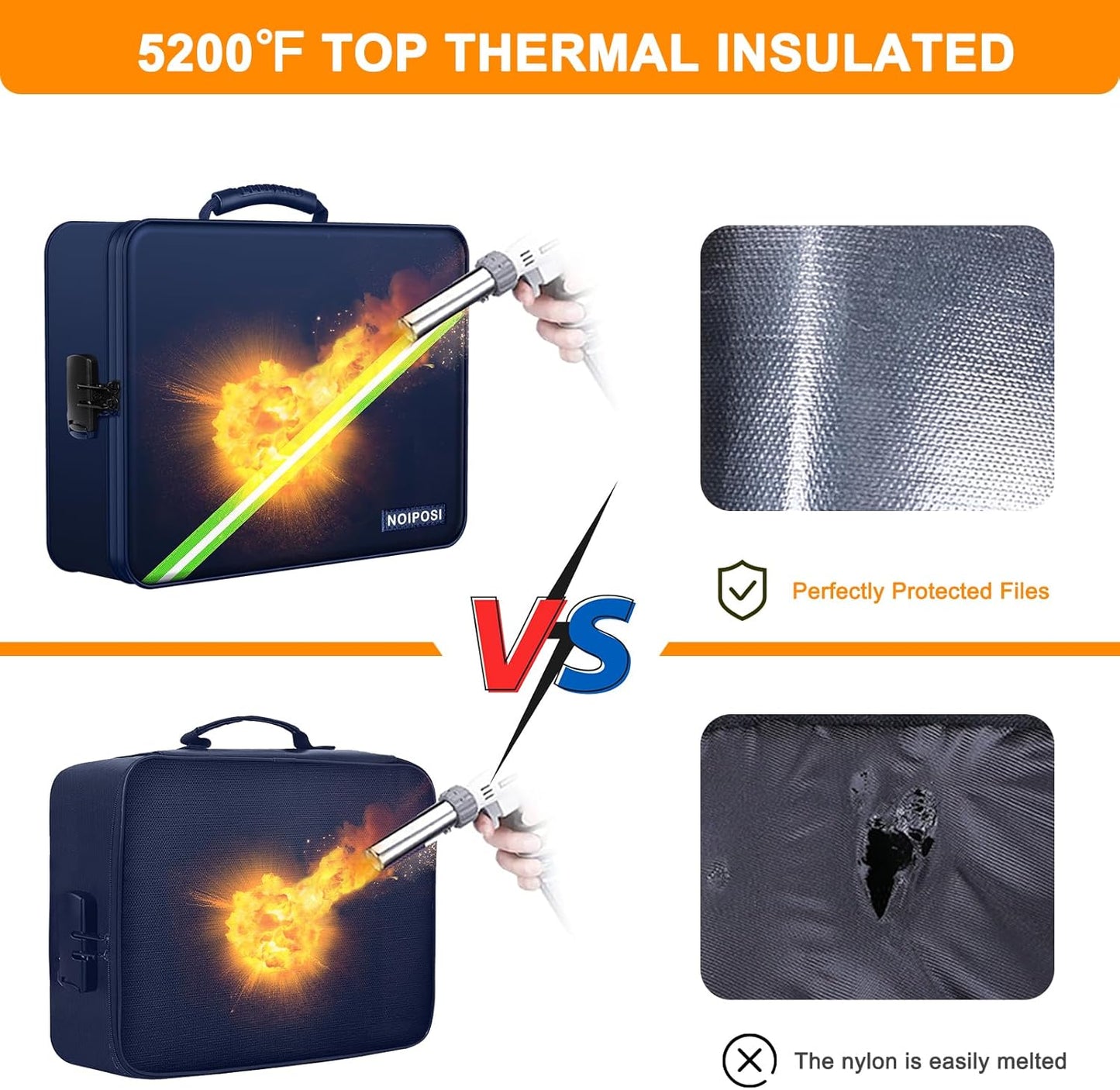 Document Organizer with 5200℉ Heat Insulated, 16.1"x11.4"x4.3" Waterproof and Fireproof Document Box with Lock, Home Strong Fireproof Safe Storage Box for Legal Size Documents and File，Blue