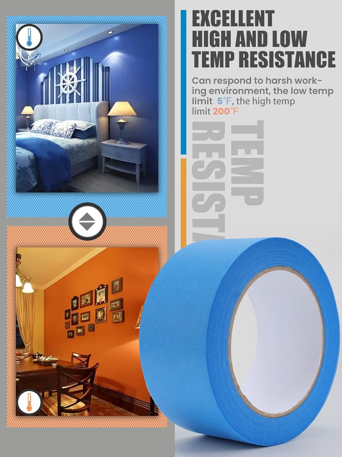 Lichamp Blue Painters Tape, 1 Pack 1.9 inch by 55 Yards Paper Tape, Blue Tapes for Crafts Arts