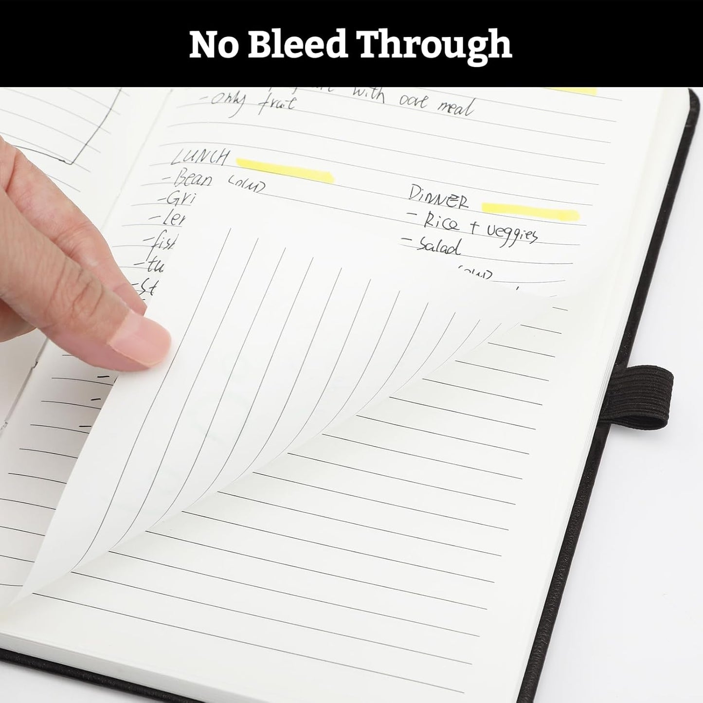 Lined Hardcover Journal Notebook, A5 192 Pages 100Gsm Thick Paper College Ruled for School,Note Taking,Work,Diary，5.7''*8.3'',Black