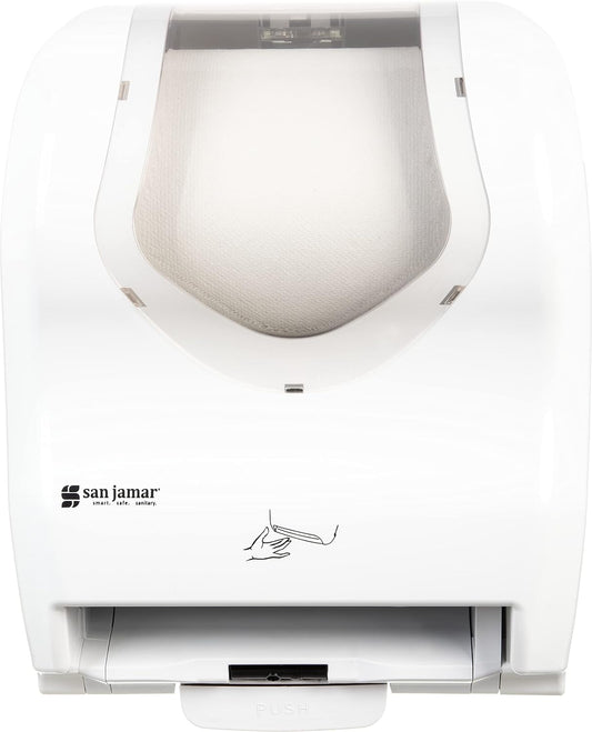 San Jamar Summit Paper Towel Dispenser Hybrid Dispenser for Bathroom, Kitchens, and Restaurants, Plastic, 10.25 x 16.75 x 13.25 Inches, White