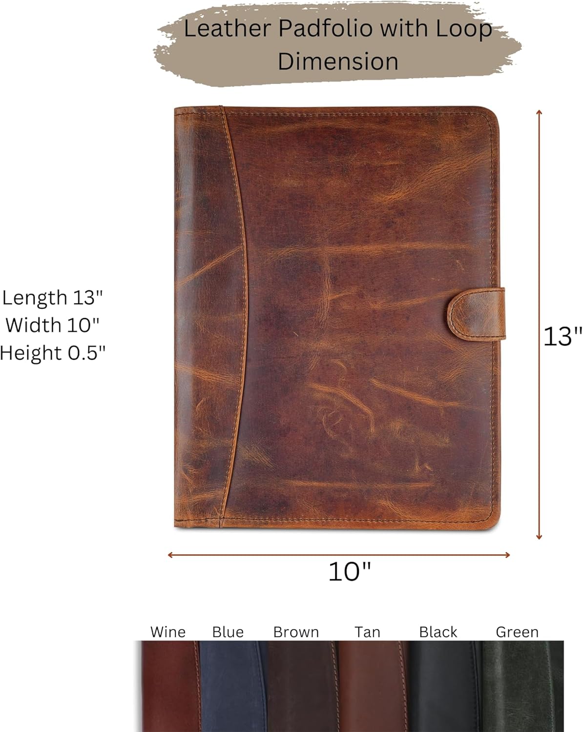 Leather Padfolio Legal Pad Portfolio Organizer | Handmade Executive Notebook Binder | Heavy Duty Full Grain Cow Hide Resume Interview Folio for Men Women, Rustic NoteBook Folder (Black)