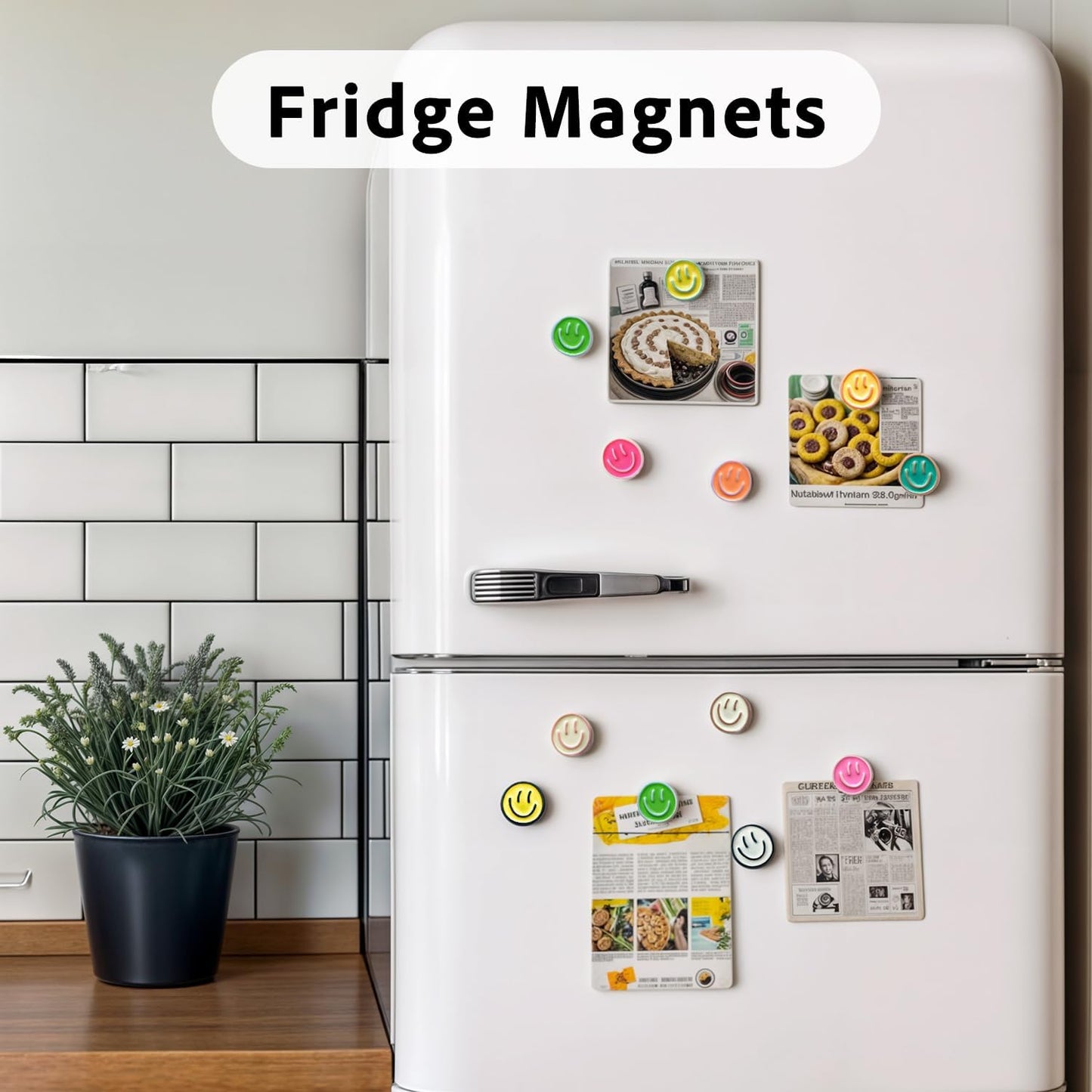 Qualsen 24 Pcs Cute Fridge Magnets, Fun Colorful Decorative Smiley Face Magnet for Lockers, Whiteboard, Offices, Schools and Homes, Locker Magnets for Girls