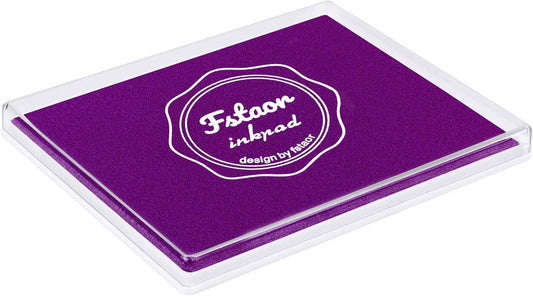 Fstaor Permanent Large Purple Ink Pad for Rubber Stamps, 5x4 inch Stamp Pads for Kids Paper Wood Fabric (Purple)