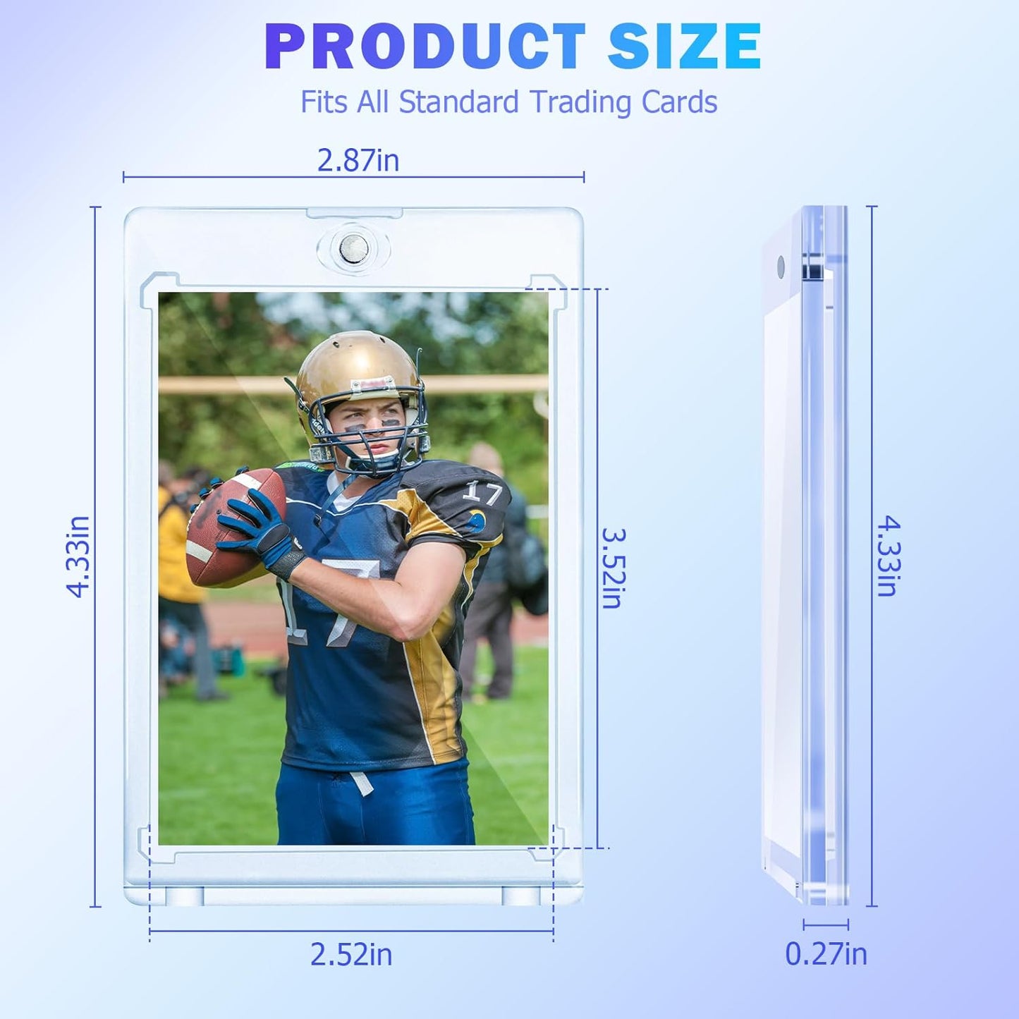 50ct Magnetic Card Holder for Trading Cards, 35 PT Clear Trading Card Sleeves, Hard Plastic Baseball Card Protectors, for Collectible, TCG, MTG, YUGIOH, Football, Sports Cards