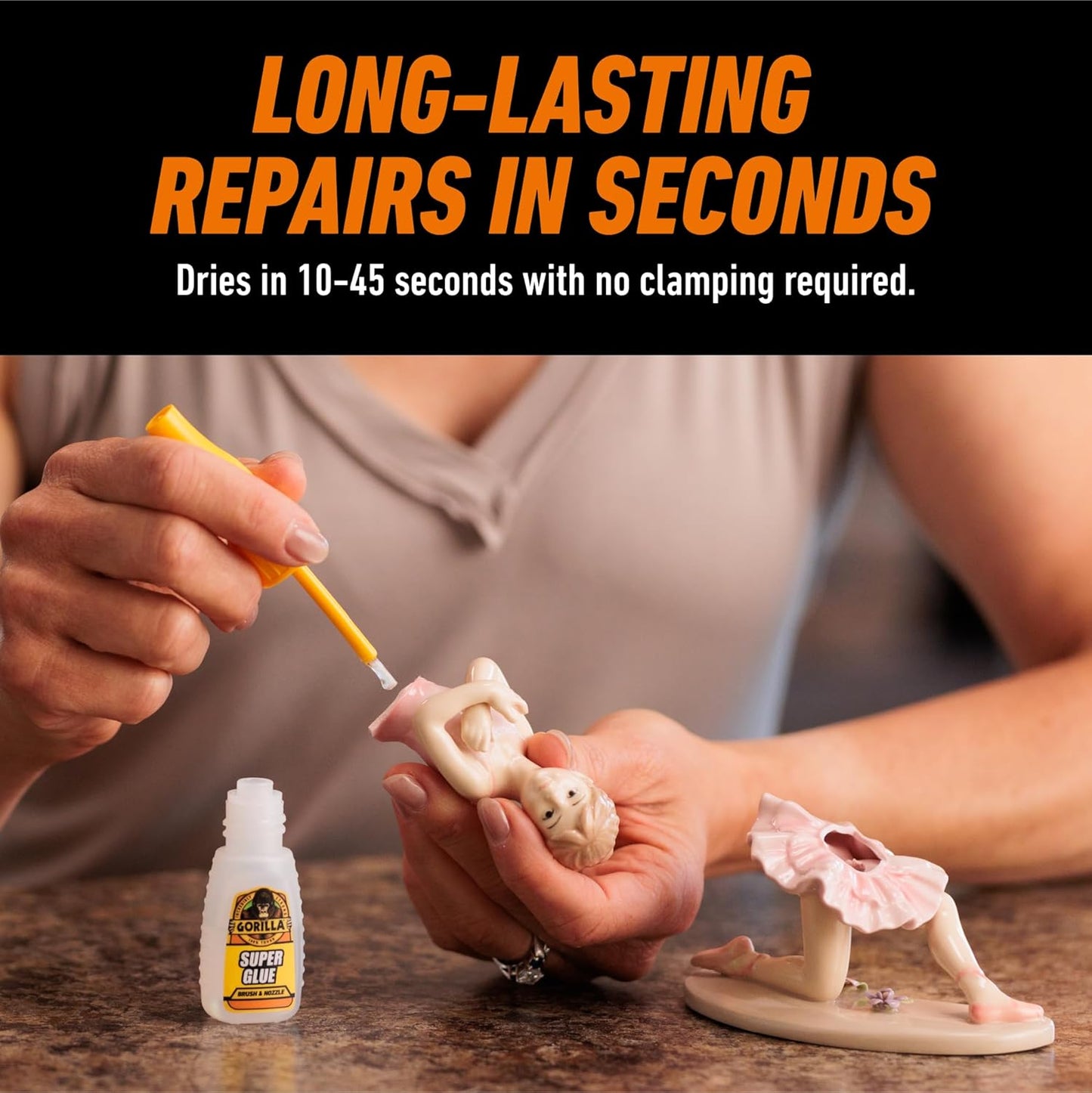 Gorilla Super Glue with Brush & Nozzle Applicator, Clear Glue, 12 Gram (Pack of 24) - All Purpose and Fast Setting for Projects and Repairs