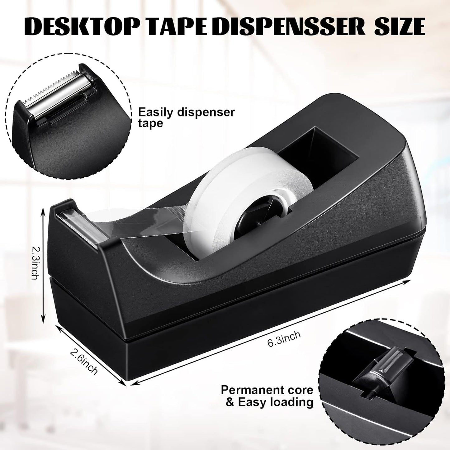 10 Pack Desktop Tape Dispenser Tape Roll Non Skid Base Tape Dispensers for Office Home School (Tape Not Included)