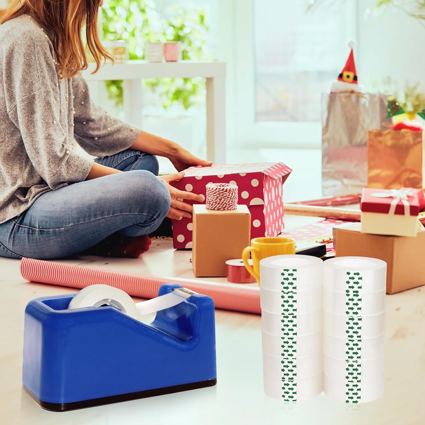 48 Rolls Clear Tape, Transparent Tape Refills, Gift Wrap Tape 3/4 * 1000 inch for Gift Wrapping for Office, Home, School