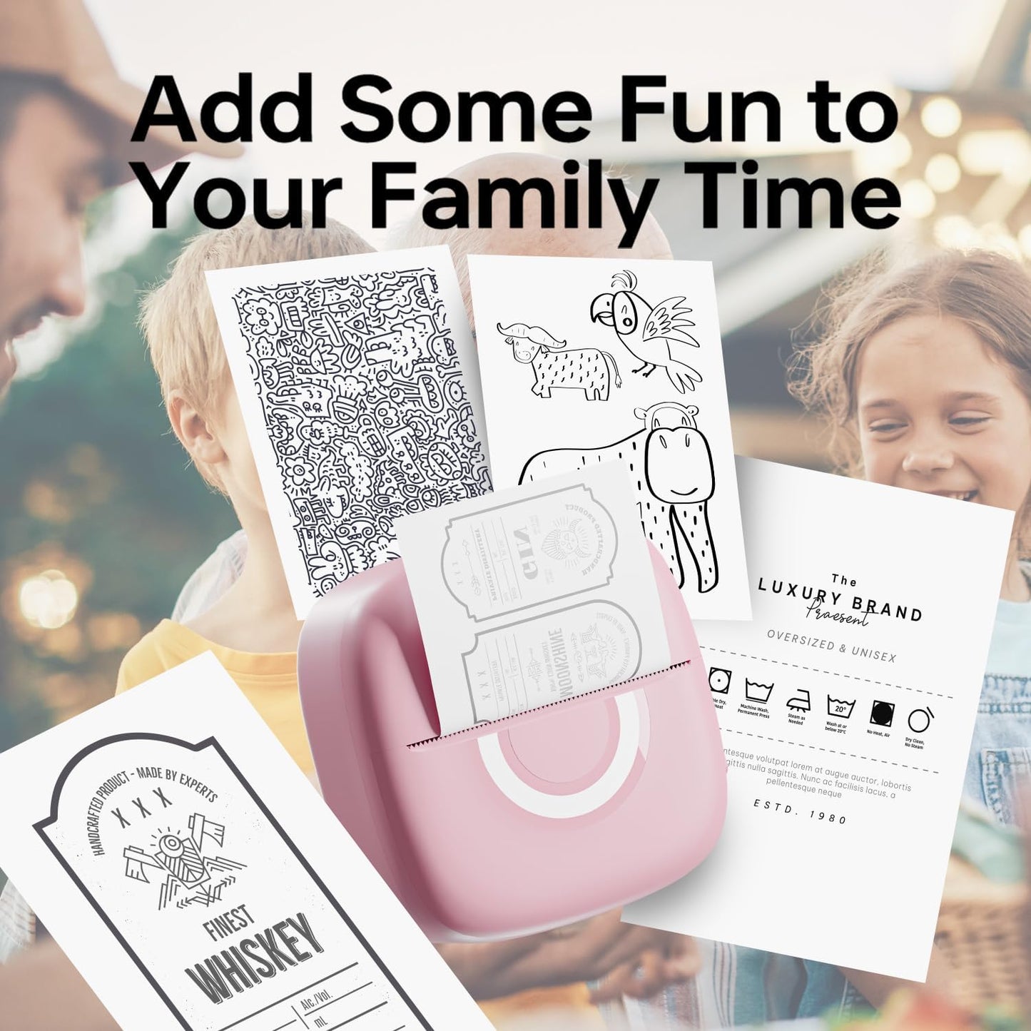 Mini Printer Sticker Thermal Printer with 3 Rolls Paper, Bluetooth Portable Phone Print Pods,Study Sticker Maker for Pictures, Photos, Journals, DIY, Compatible with Phone & Tablet